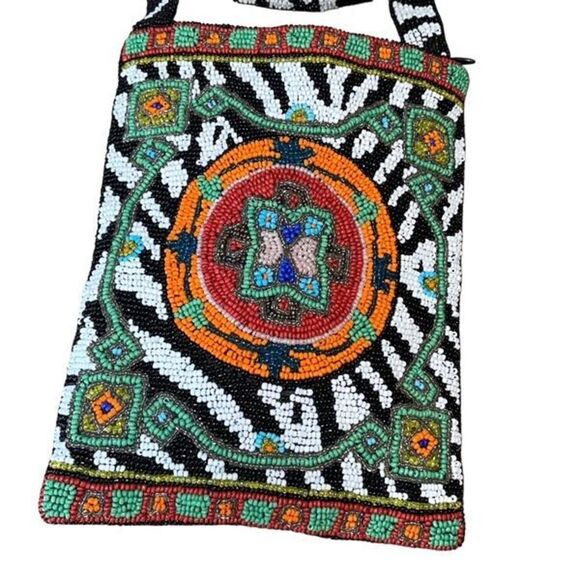 Christiana Womens Beaded Abstract Handmade Crossbody Bag‎ Multicolor - Picture 3 of 7